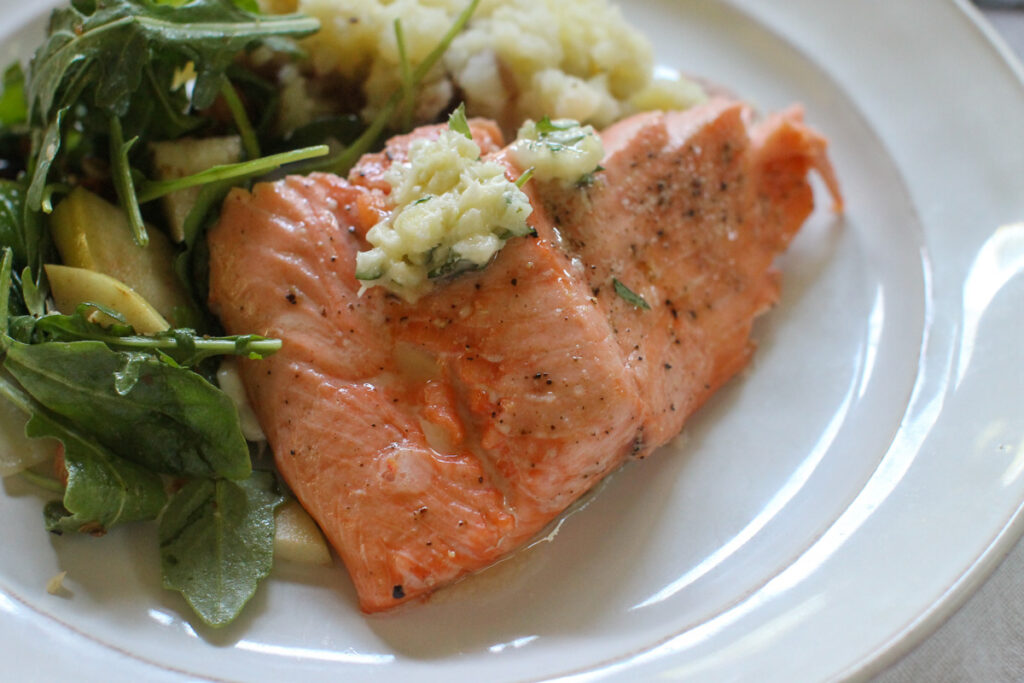 Salmon with Garlic Honey Butter - Sungrown Kitchen