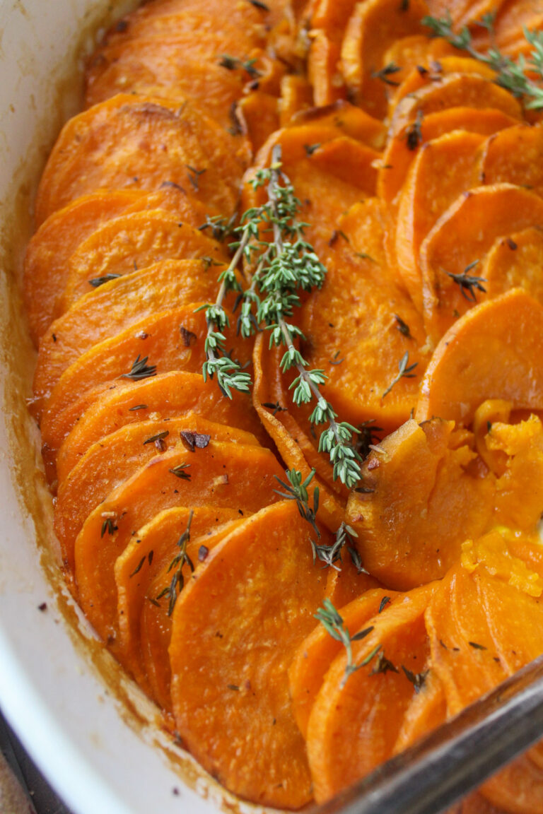 Roasted Sweet Potato Slices in Garlic Honey Butter - Sungrown Kitchen