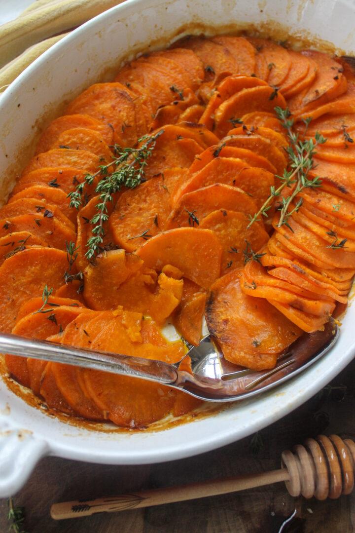 Roasted Sweet Potato Slices in Garlic Honey Butter - Sungrown Kitchen