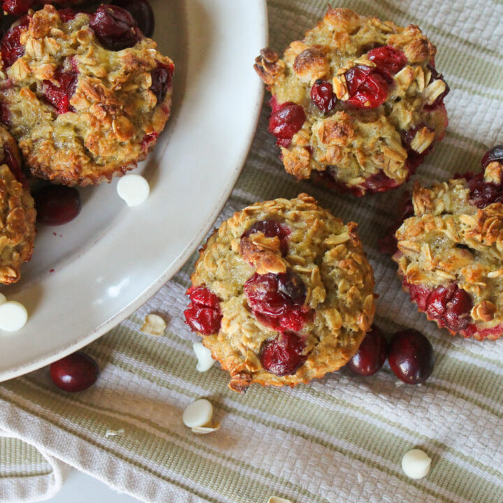 Cranberry Baked Oatmeal Cups with White Chocolate - Sungrown Kitchen