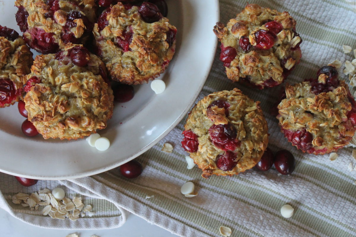 Cranberry Baked Oatmeal Cups with White Chocolate - Sungrown Kitchen