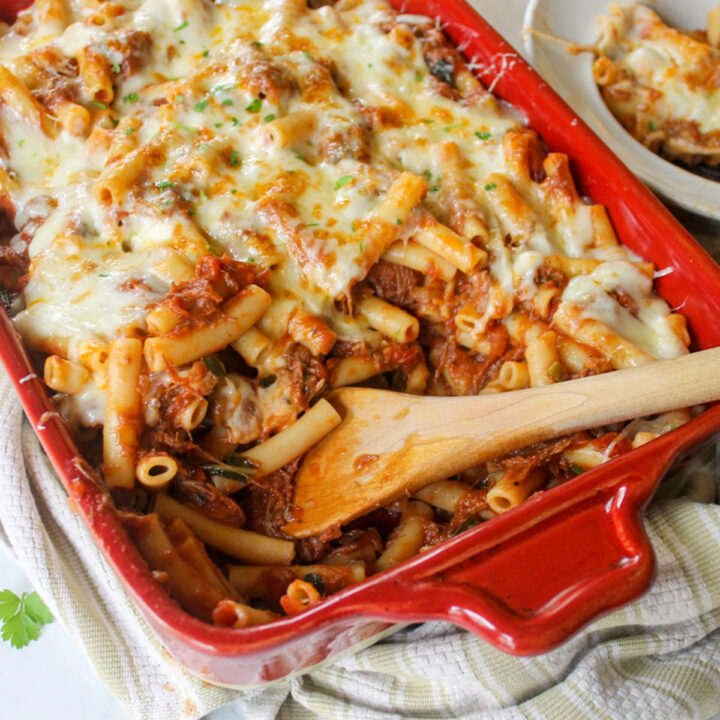 Ragu Sauce Pasta Bake - from Leftover Beef Roast - Sungrown Kitchen