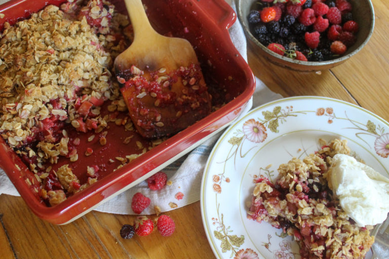 Healthier Mixed Berry Rhubarb Crisp - Sungrown Kitchen