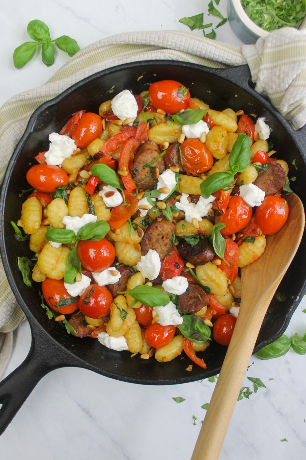 Italian Sausage Gnocchi Skillet with Spinach and Cherry Tomatoes ...