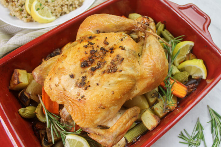 Whole Roasted Chicken with Root Vegetables and Couscous - Sungrown Kitchen