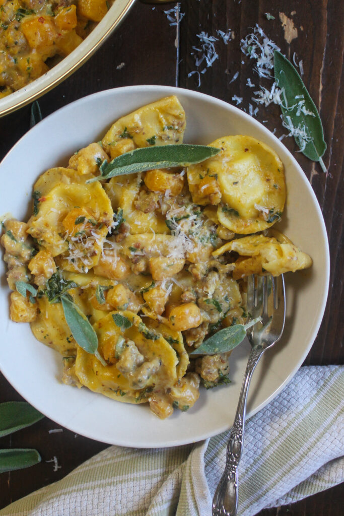 Creamy Butternut Squash Ravioli With Sausage And Kale Sungrown Kitchen