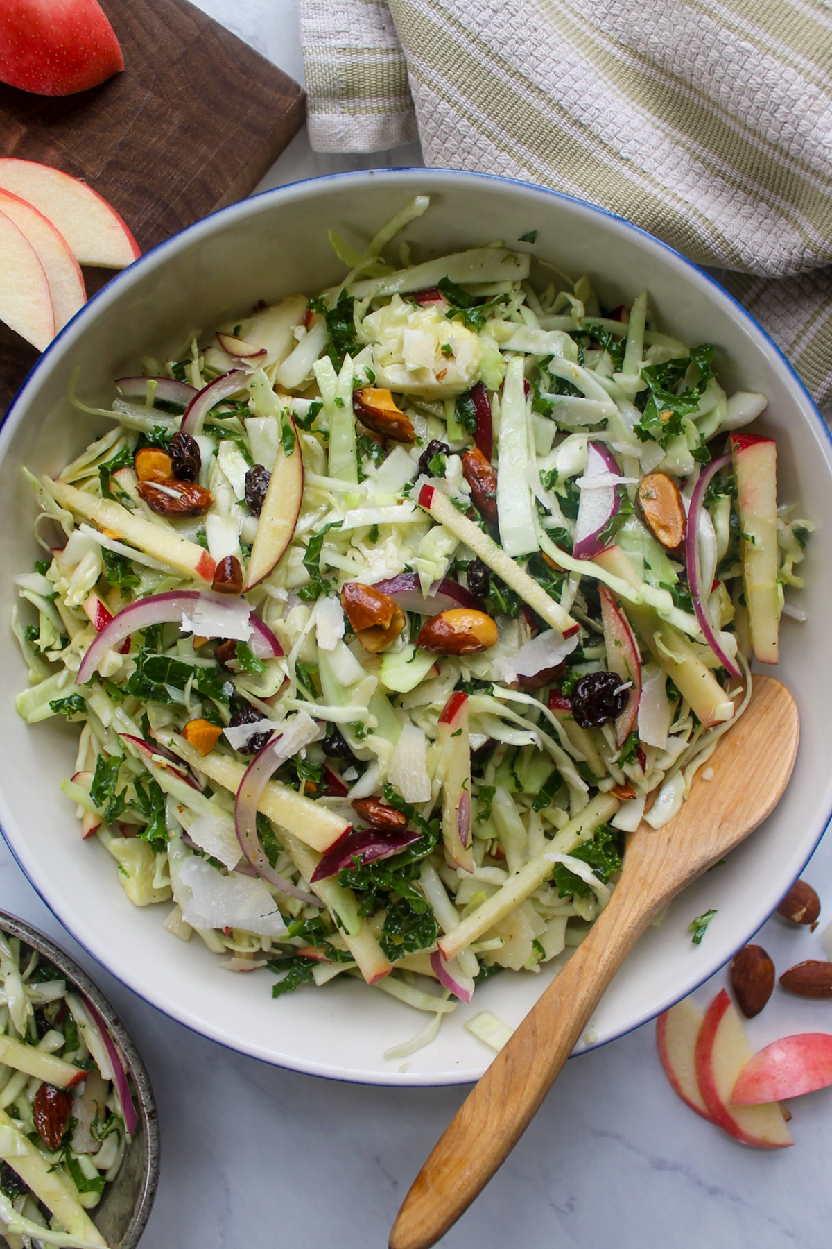 Kale apple salad with apple cider vinaigrette.