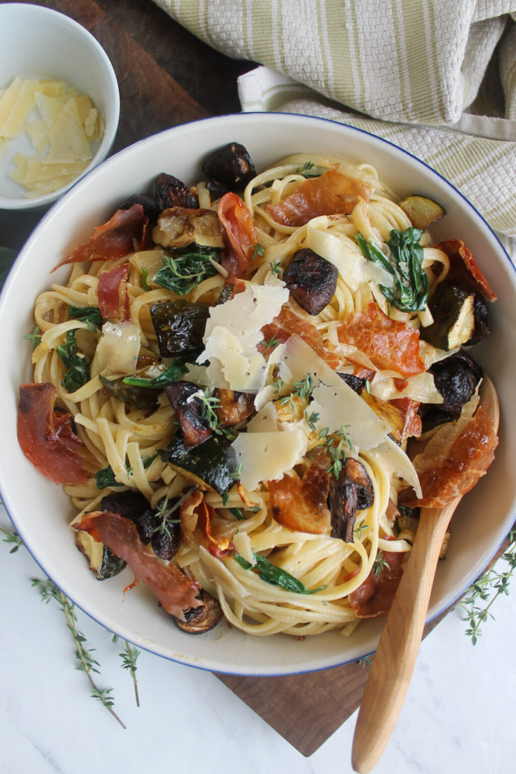 Creamy Zucchini Mushroom Pasta with Crispy Prosciutto Sungrown Kitchen