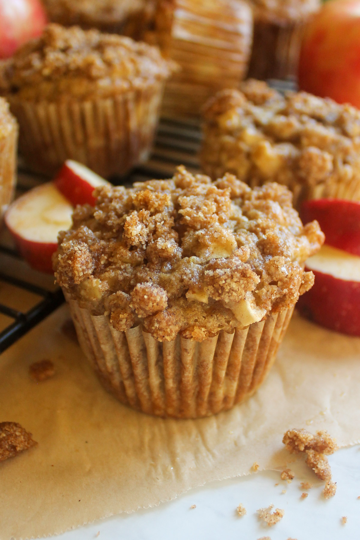 Apple Banana Bread Muffins with crumble topping.